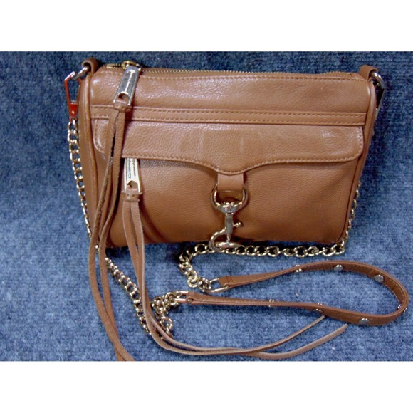 Rebecca Minkoff Purse Brown Leather Messenger Bag Brown Crossbody Handbag - Picture 1 of 15